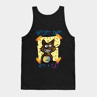 happiness comes with a cat Tank Top